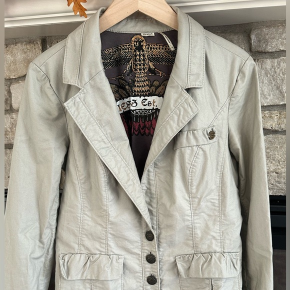 GUESS❓VINTAGE BUTTON JACKET TAN WOMEN SIZE MEDIUM STRETCH - Picture 14 of 14